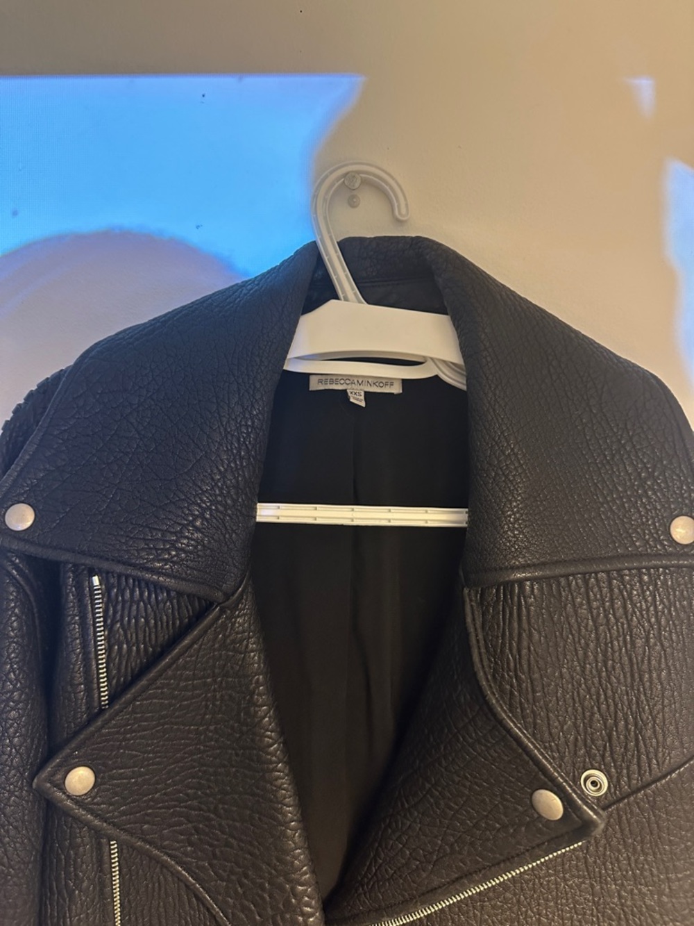 Rebecca Minkoff Black Textured Moto Leather Jacket - Picture 2 of 2